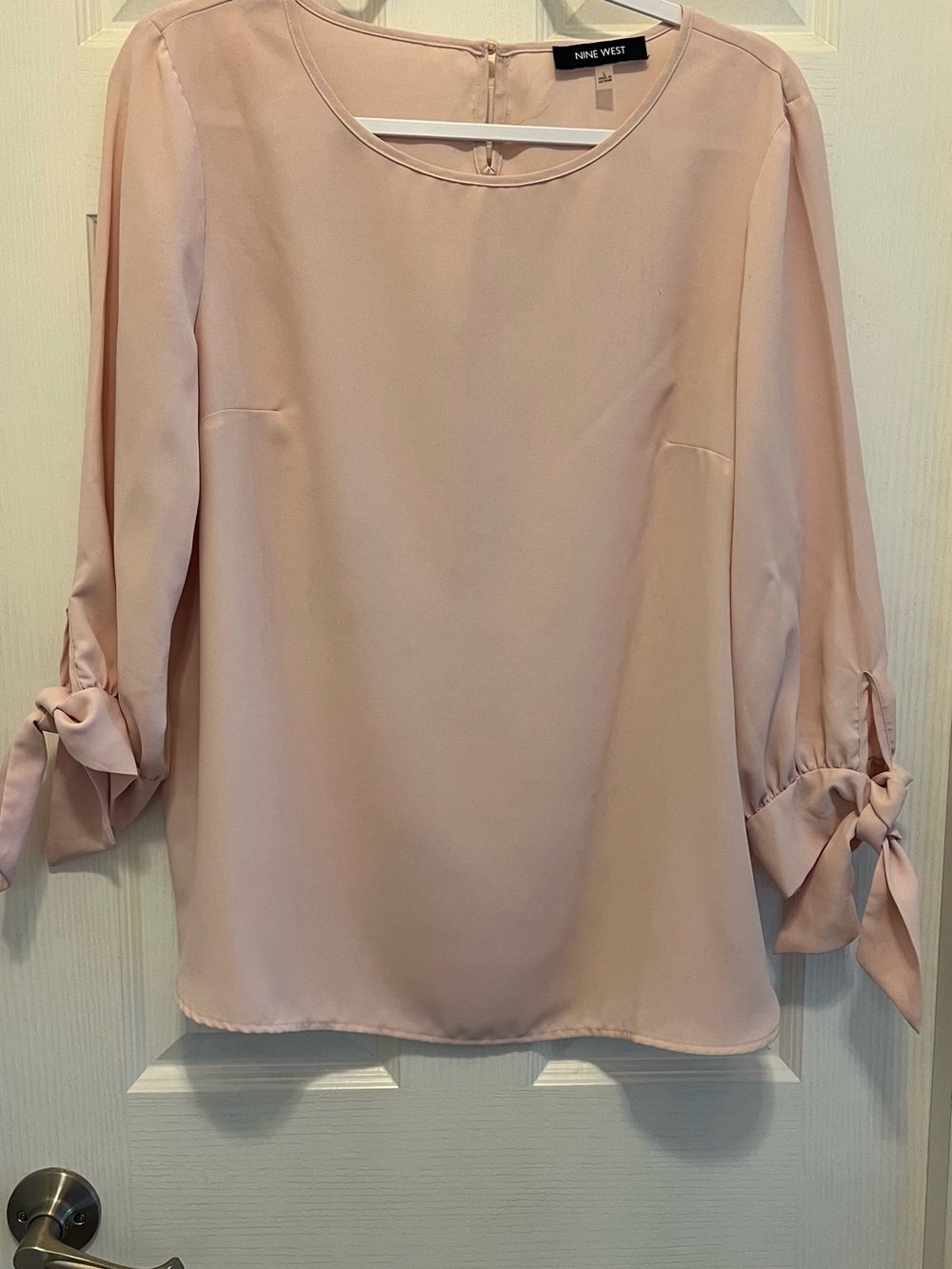 Nine West Soft Blush Tie-Sleeve Blouse